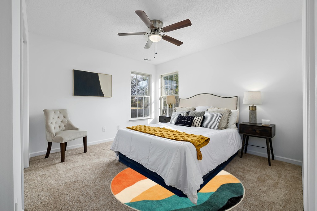 Sungea 6 ft Abstract Round Rugs for Bedroom, Washable Non-Slip Circle Rug, Soft Colorful Low-Pile Floor Mat, Chic Faux Wool Large Rug, Durable Indoor Throw Rugs for Living Room, Kidsroom in White and Yellow Modern Bedroom