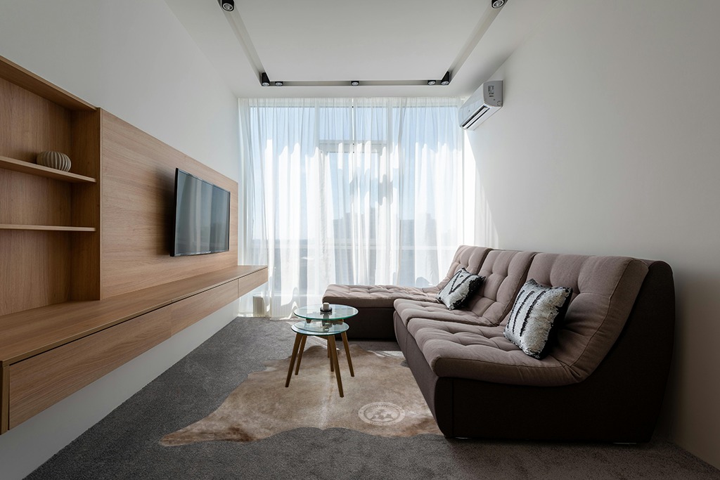 Sunshine Cowhides Genuine Taupe Cowhide Rug - Luxurious Cow Rug for Bedroom, Living Room, and Home Decor Enthusiasts - Masterpiece of Style and Functionality - 6x7-8ft (180x240cm) in Grey Living Room with Brown Couch