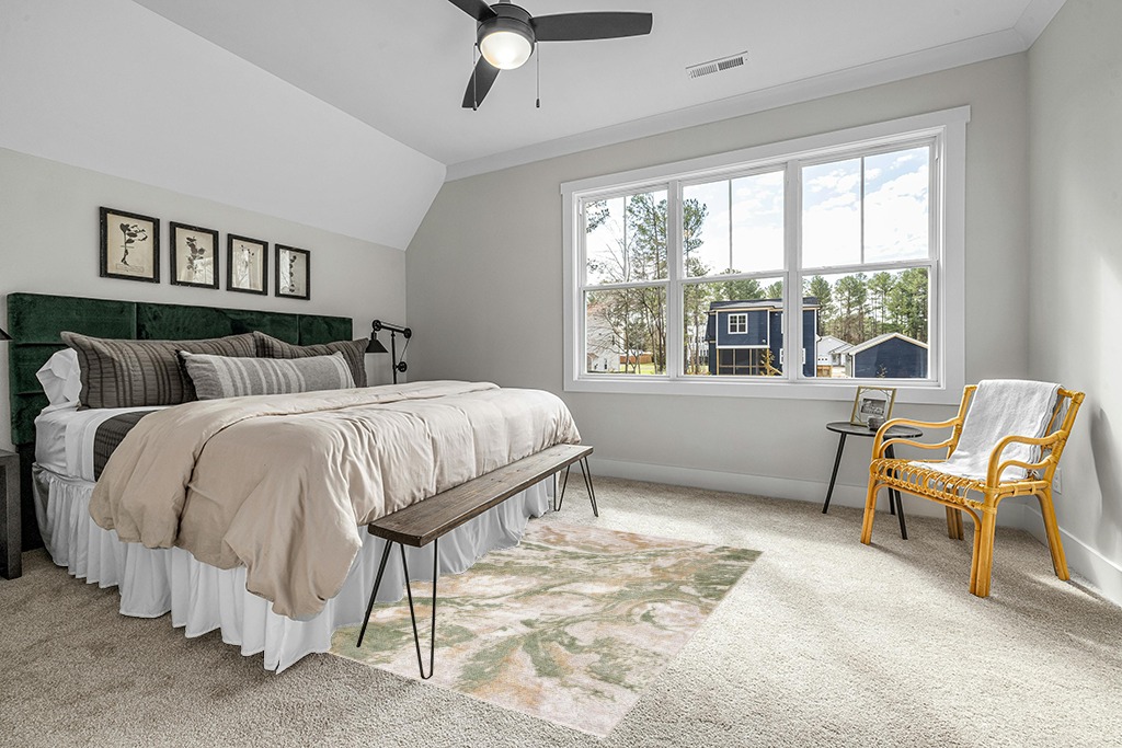 Liverpool Modern Abstract Bedroom Living Room Area Rug - Boho Carpet - Contemporary Bohemian Farmhouse - Green, Brown, Cream, Off White - 5'3" x 7' in Grey Traditional Bedroom with King Bed