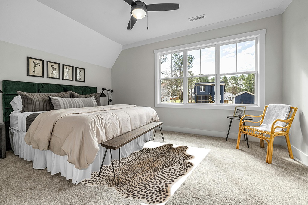 Erin Gates by Momeni Acadia Cheetah Multi Faux Hide Area Rug 5'3" X 7'10" - Multicolor in Grey Traditional Bedroom with King Bed