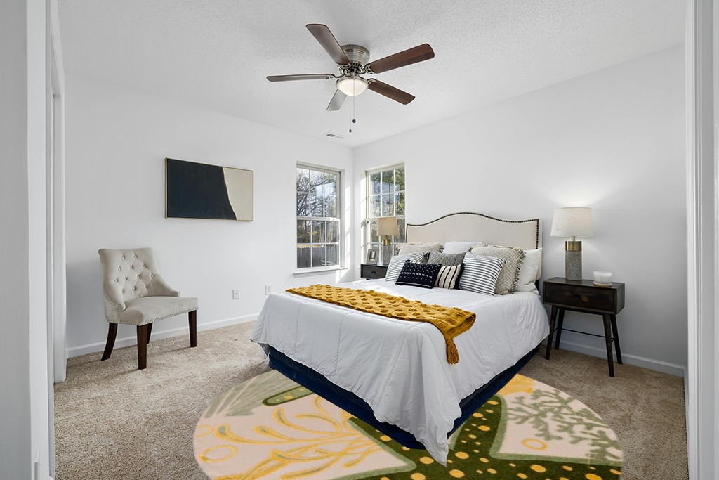 Nourison Aloha Indoor/Outdoor Green Yellow 7'10" x Round Area Rug, Easy Cleaning, Non Shedding, Bed Room, Living Room, Dining Room, Backyard, Patio, Deck (8 Round) in White and Yellow Modern Bedroom
