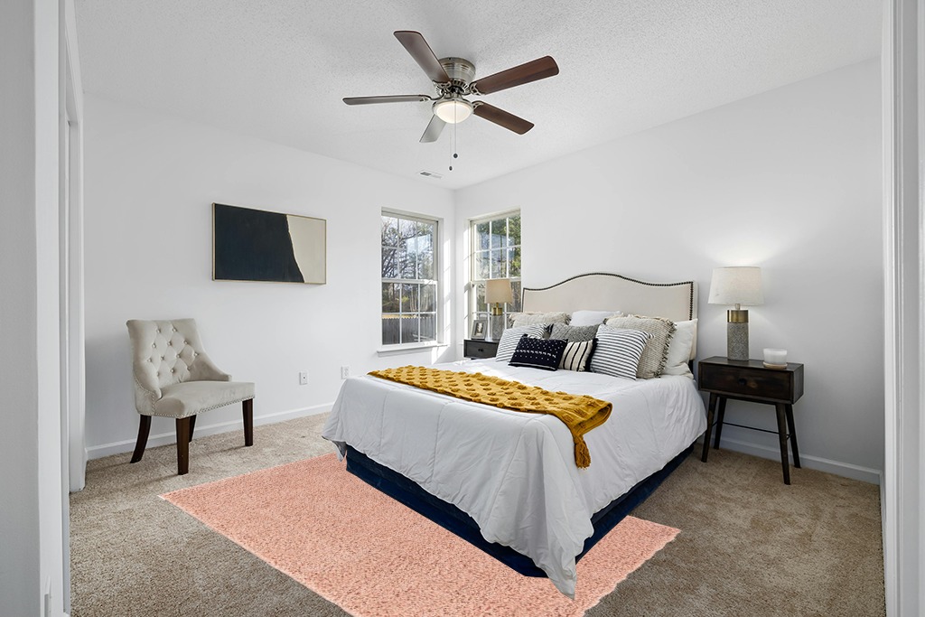 Everyday Shag Rug Pink in White and Yellow Modern Bedroom