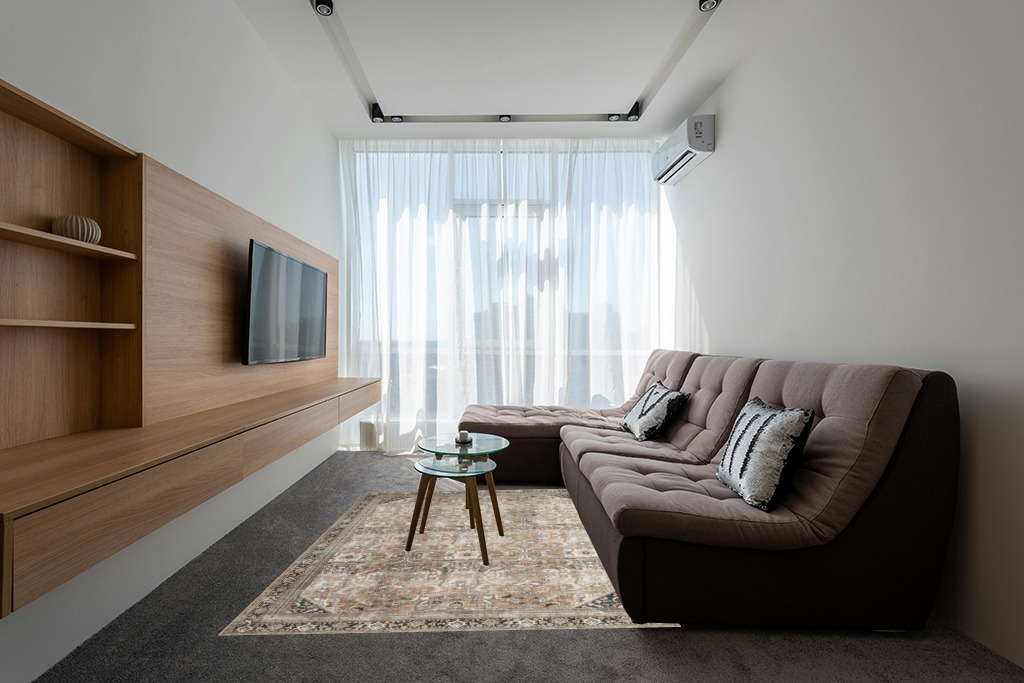 Loloi II Wynter WYN-02 Auburn Multi Rug - 8 ft 6 in x 11 ft 6 in in Grey Living Room with Brown Couch