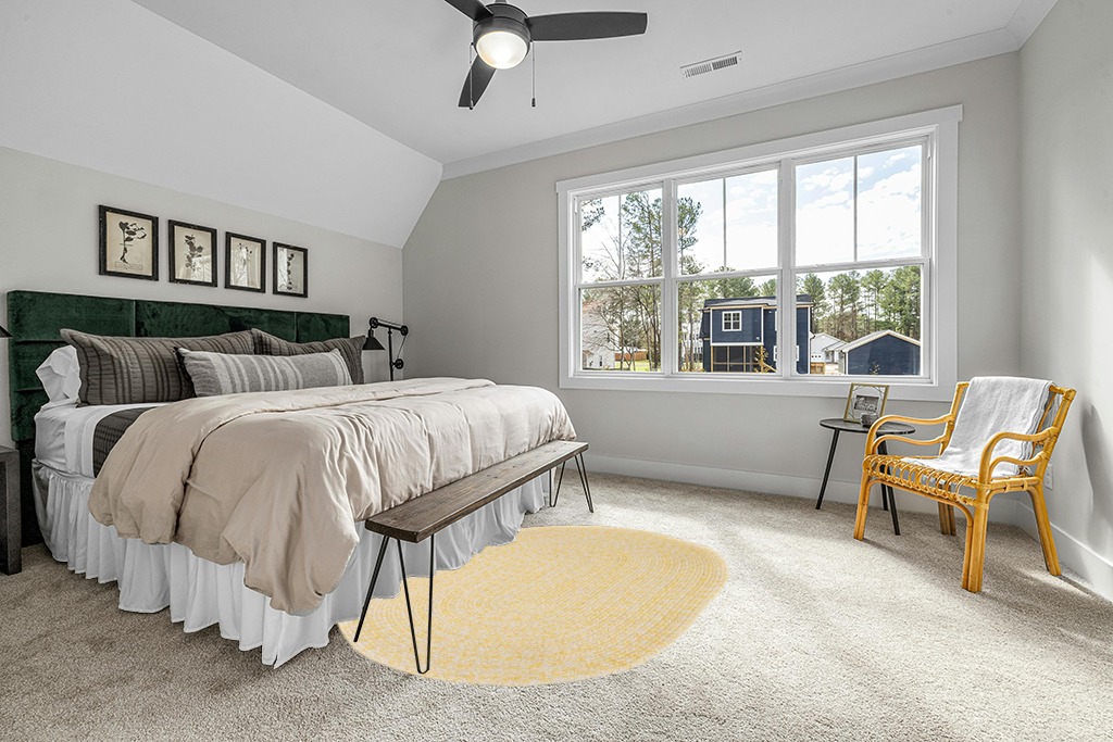 Super Area Rugs Farmhouse Braided Rug Cotton Kitchen Reversible Carpet, Yellow & White, 5' x 7' Oval in Grey Traditional Bedroom with King Bed