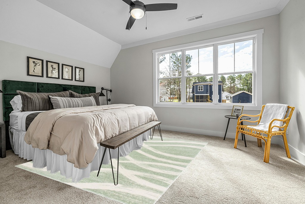 SAFAVIEH Adirondack Collection Area Rug - 8' x 10', Sage & Cream, Modern Wave Distressed Design, Non-Shedding & Easy Care, Ideal for High Traffic Areas in Living Room, Bedroom (ADR125X) in Grey Traditional Bedroom with King Bed