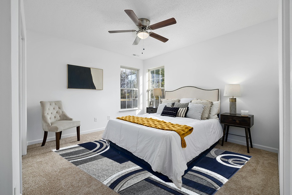 GLORY RUGS Area Rug Modern Soft Hand Carved Contemporary Floor Carpet with Premium Fluffy Texture for Indoor Living Dining Room and Bedroom Area (8x10, Navy) in White and Yellow Modern Bedroom