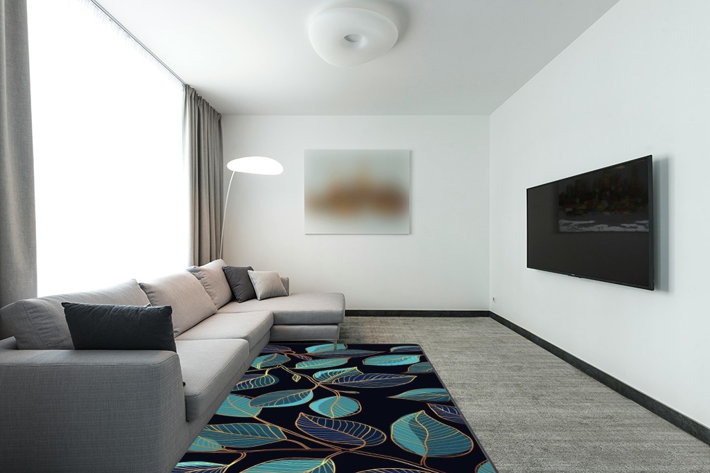 MCMYCO Green Leaf Rug Living Room Rug Rug 5 ' x 7 ' Area Rugs Upgrade Anti-Skid Durable Rectangular Cozy Rug, High Pile Soft Throw Rug for Nursery Room Living Room in Modern Living Room with Grey Couch