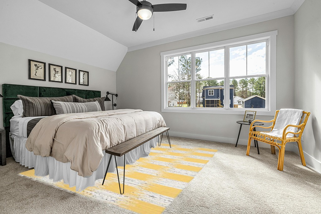 SAFAVIEH Montauk Collection Area Rug - 8' x 10', Yellow & Multi, Handmade Fringe Cotton, Ideal for High Traffic Areas in Living Room, Bedroom (MTK721A) in Grey Traditional Bedroom with King Bed