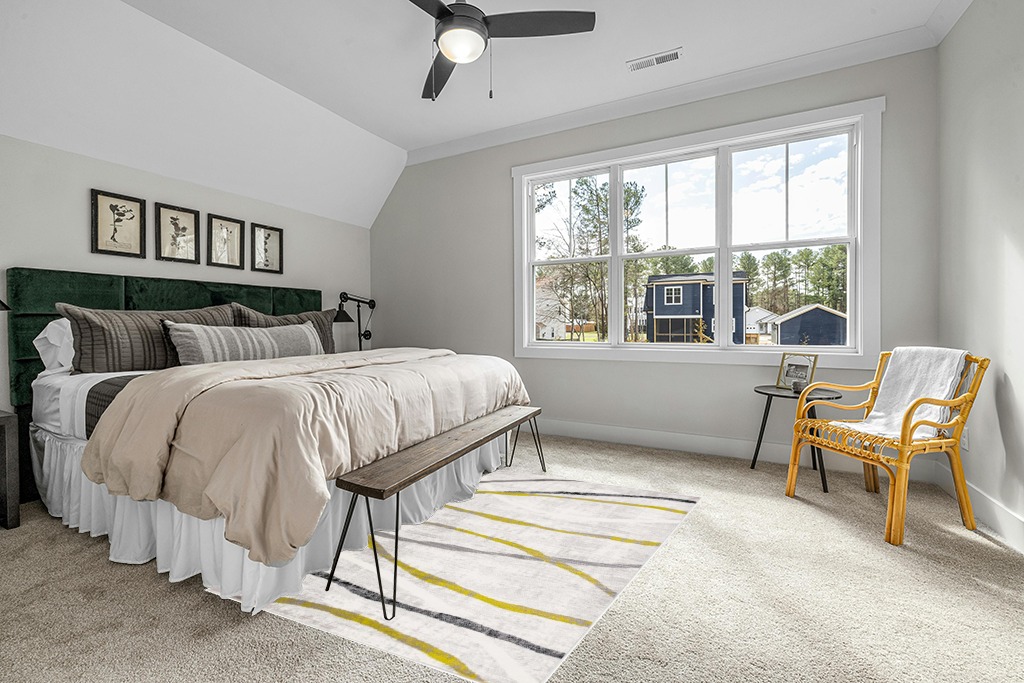 SAFAVIEH Skyler Collection Area Rug - 5'1" x 7'6", Ivory Grey & Green, Abstract Design, Ideal for High Traffic Areas in Living Room, Bedroom, Dining (SKY112Y-5) in Grey Traditional Bedroom with King Bed