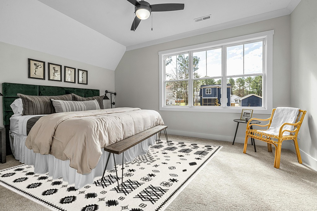 YIHOUSE Faux Wool Collection 9'x12' Area Rugs in Grey Traditional Bedroom with King Bed