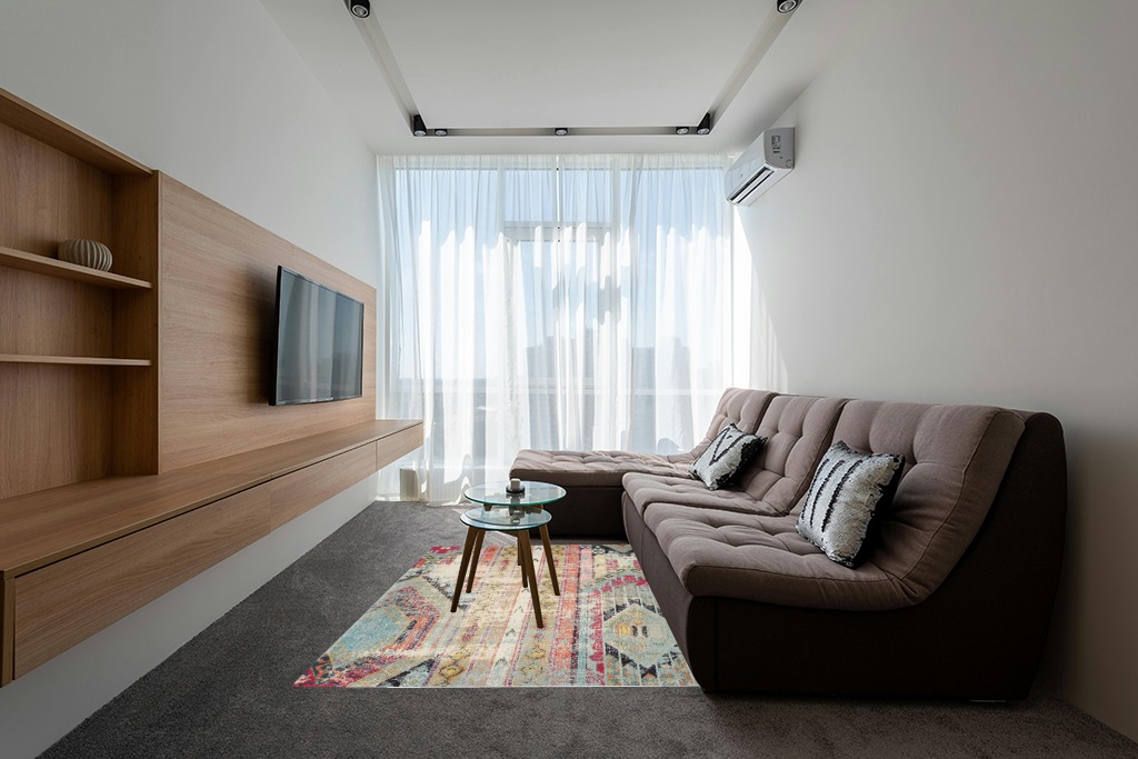 ‎Multi ‎Shabby Chic  ‎Living Room, Bedroom, Playroom, Dining Room, Nursery Room ‎Area Rug in Grey Living Room with Brown Couch