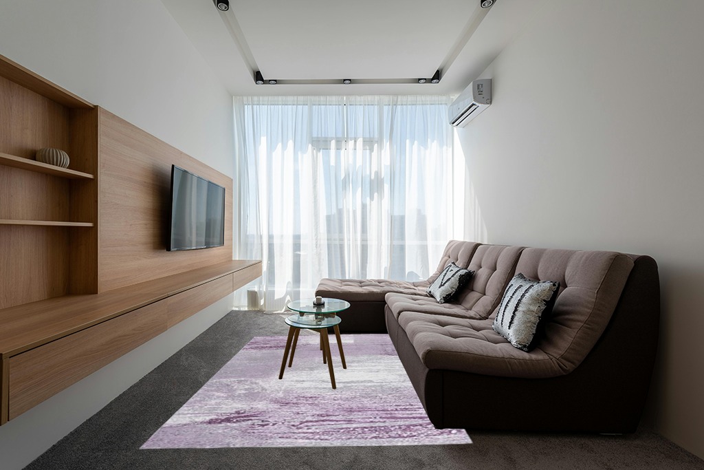 SAFAVIEH Adirondack Collection Area Rug - 6' x 9', Grey & Purple, Modern Abstract Design, Non-Shedding & Easy Care, Ideal for High Traffic Areas in Living Room, Bedroom (ADR112V) in Grey Living Room with Brown Couch