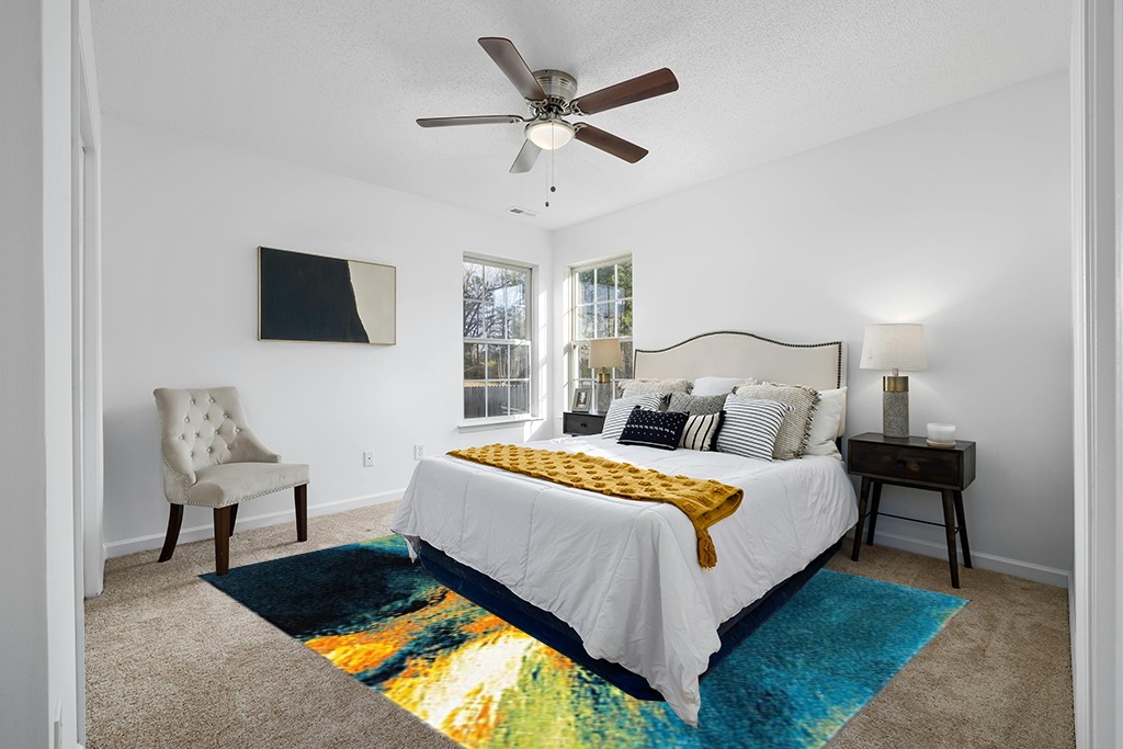 SAFAVIEH Galaxy Collection 8' x 10' Blue/Yellow GAL117L Modern Abstract Non-Shedding Living Room Dining Bedroom Area Rug in White and Yellow Modern Bedroom