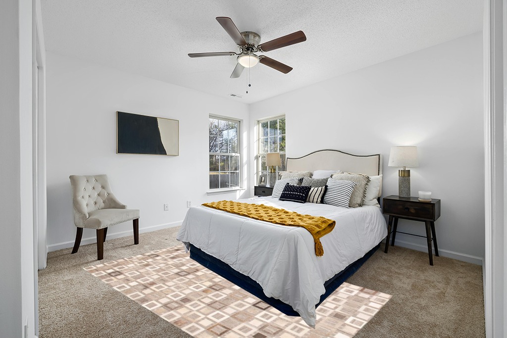 eCarpet Gallery Hand-Knotted | Area Rug for Living Room, Bedroom | Cowhide Patchwork Accent Grey Rug 5'4" x 8'6" | 350262 in White and Yellow Modern Bedroom