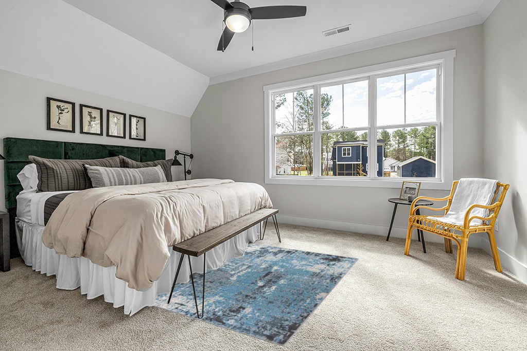 Rugshop Modern Abstract Soft Area Rug 5' x 7' Blue in Grey Traditional Bedroom with King Bed