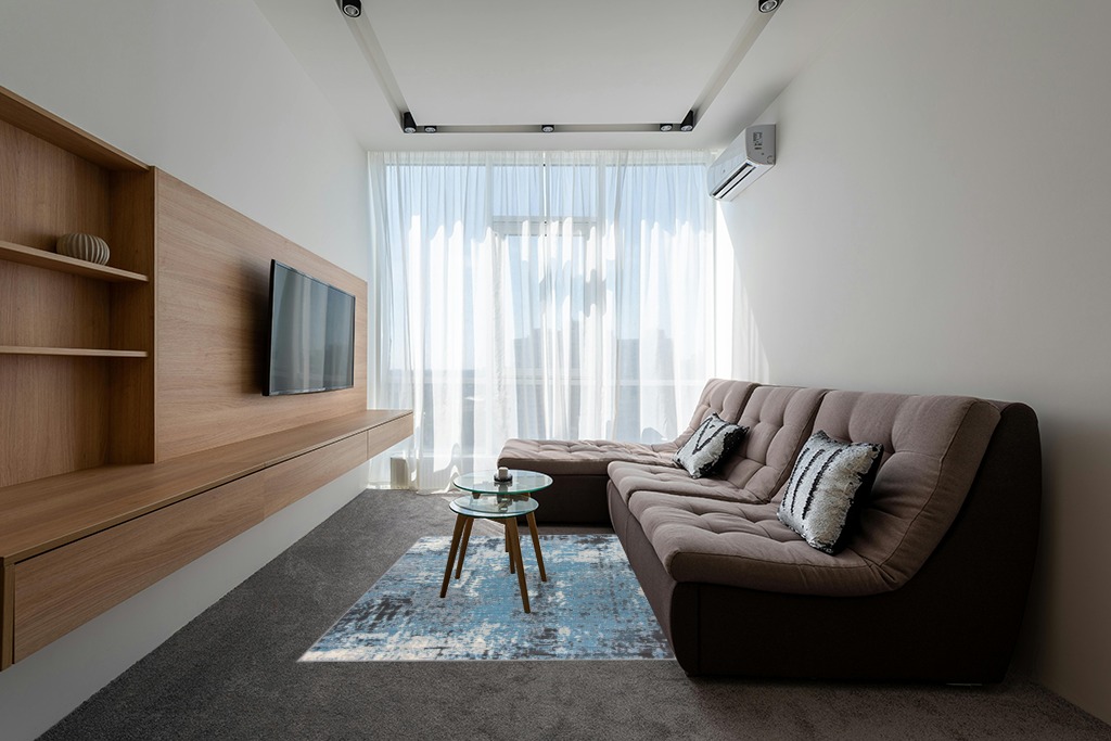 Rugshop Modern Abstract Soft Area Rug 5' x 7' Blue in Grey Living Room with Brown Couch
