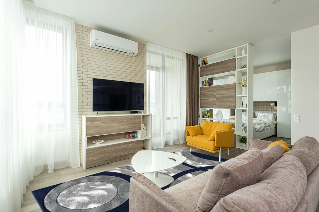 Navy Modern,contemporary Fluffy Living Room Area Rug in Light Modern Living Room with TV