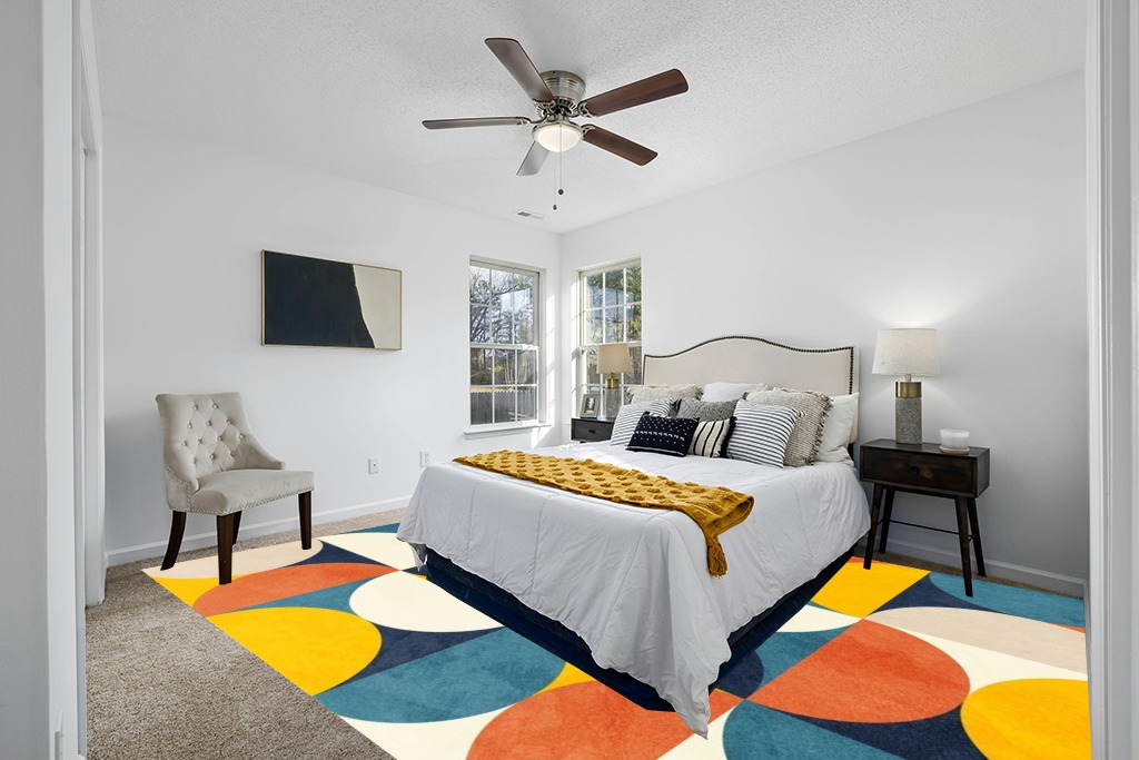 Blue Yellow Orange Washable Soft Wool Minimalist Modern Area Rug 10x14 Mid Century Rug for Livingroom Bedroom Diningroom Vibrant Arti Home Office Floor Carpet in White and Yellow Modern Bedroom