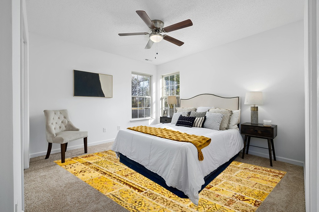 SAFAVIEH Monaco Collection Area Rug - 8' x 11', Yellow & Multi, Modern Patchwork Distressed Design, Non-Shedding & Easy Care, Ideal for High Traffic Areas in Living Room, Bedroom (MNC216K) in White and Yellow Modern Bedroom