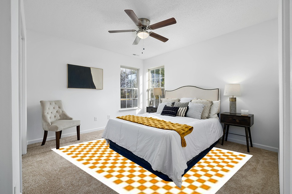 JROSING Checkered 8x10 Rug, Orange Checkerboard Modern Boho Washable Foldable Large Area Rugs for Living Room, Low Pile Ultrathin Nonslip Indoor Carpet for Office Bedroom Diningroom Classroom Playroom in White and Yellow Modern Bedroom