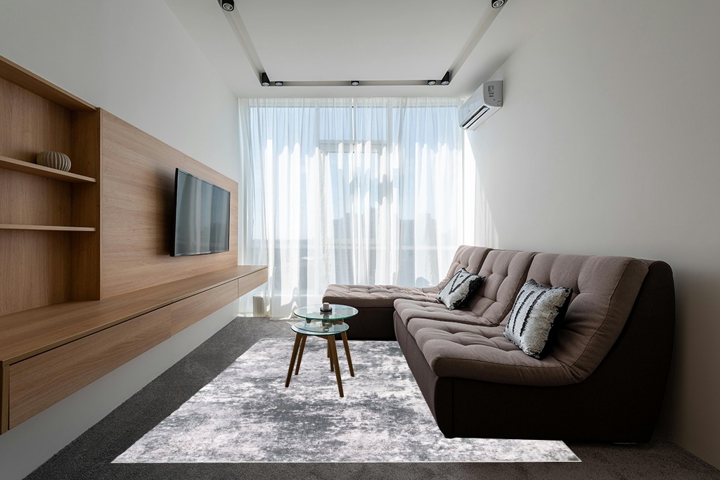 Area Rug Living Room Rugs: 8x10 Indoor Soft Fluffy Rug Abstract Carpet for Bedroom Kitchen Dining Room Floor Washable Plush Throw Large Accent Rug Home Office Nursery Decor - Gray in Grey Living Room with Brown Couch