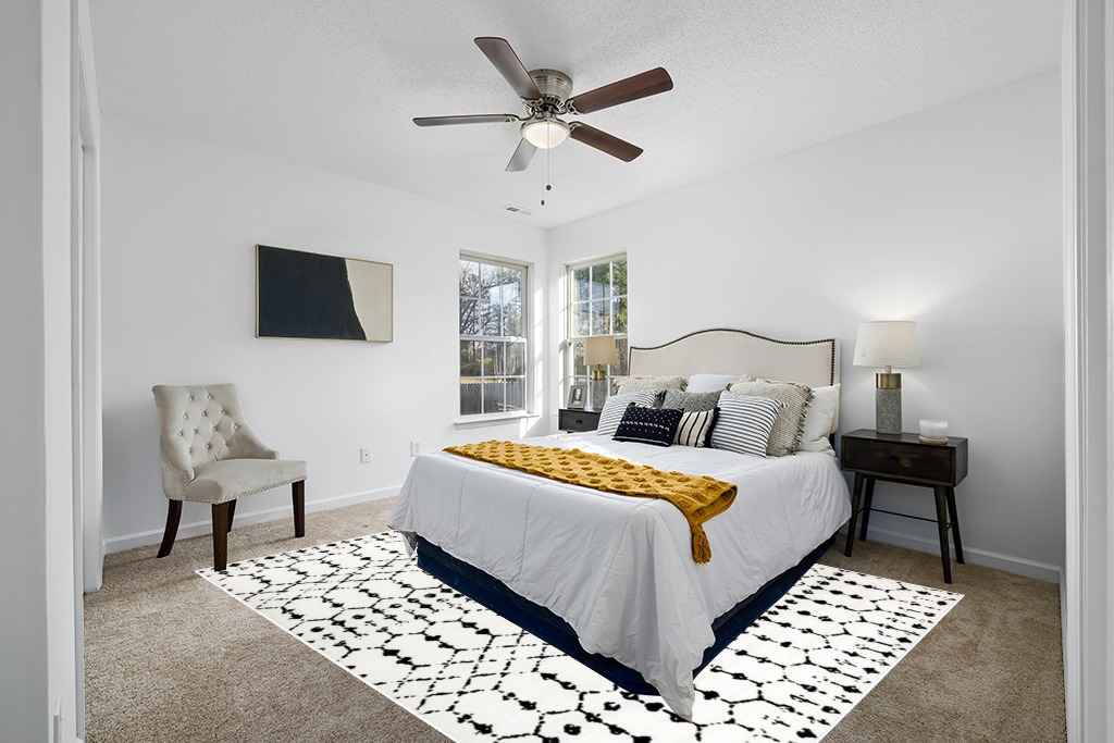 Flash Furniture Beth Geometric Bohemian Low Pile Rug - 8' x 10' - Ivory/Black in White and Yellow Modern Bedroom