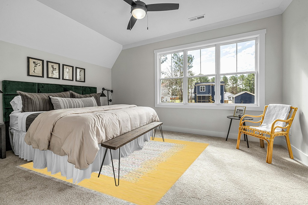 SAFAVIEH Montauk Collection Area Rug - 8' x 10', Ivory & Yellow, Handmade Stripe Fringe Cotton, Ideal for High Traffic Areas in Living Room, Bedroom (MTK711Q) in Grey Traditional Bedroom with King Bed