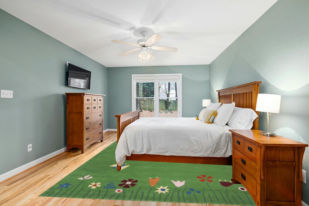 SAFAVIEH Kids Collection Area Rug - 9' x 12', Green & Multi, Handmade Grass and Flowers Wool, Ideal for High Traffic Areas in Living Room, Bedroom (SFK751A) in Teal and Orange Wood Bedroom