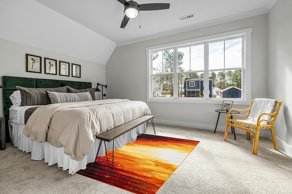 Unique Loom Metro Collection Contemporary Abstract Bright Warm Candle Light Area Rug, 5 ft x 8 ft, Orange/Yellow in Grey Traditional Bedroom with King Bed