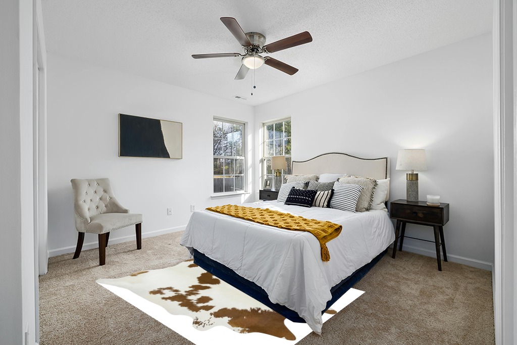 Brown & White Cowhide Area Rug Natural Premium Quality Cow Skin Hair On Leather Rug for Bedroom Décor 5ft x 7ft (60Inch x 84Inch, 152.4CM x 213.36CM) XX-Large in White and Yellow Modern Bedroom