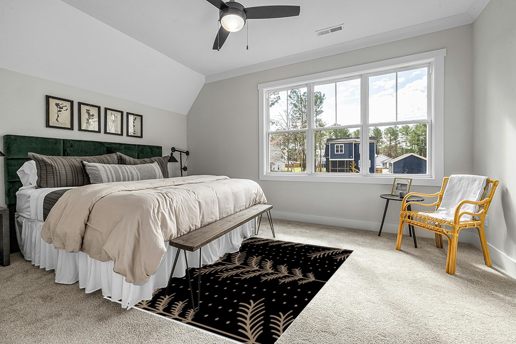 Christmas Area Rug 5 x 8, Washable Bedroom Rug Non-Slip Kitchen Rugs Non Shedding Floor Cover Mat Runner Rug for Living Room Dining Room Outdoor Carpet Merry Christmas Tree Winter Black in Grey Traditional Bedroom with King Bed