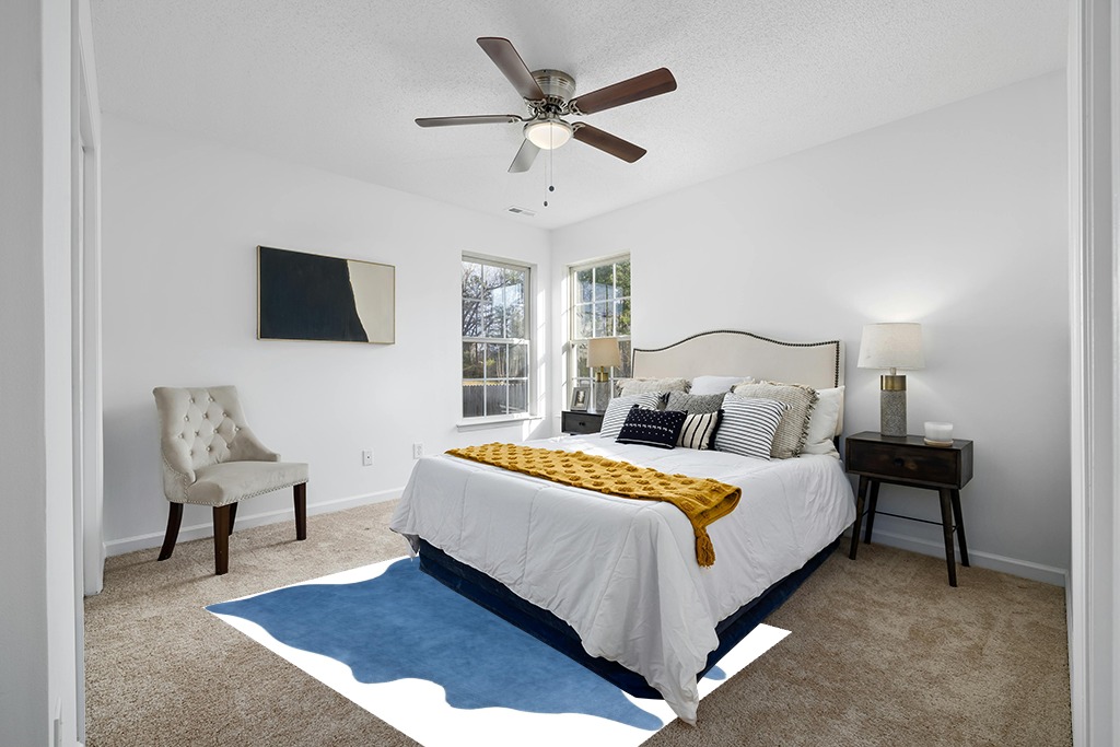 SAFAVIEH Cow Hide Collection Area Rug - 5' x 7', Blue, Genuine Natural Suede Leather Rustic Design, Non-Shedding & Easy Care, Ideal for High Traffic Areas in Living Room, Bedroom (COH800M) in White and Yellow Modern Bedroom