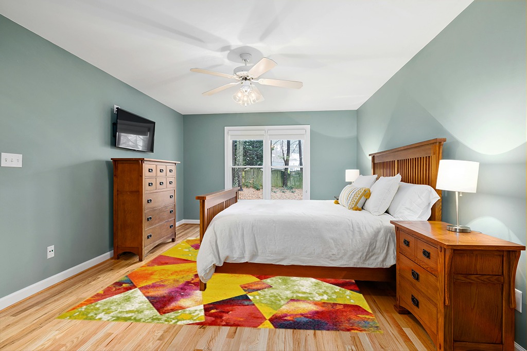 Unique Loom Lyon Collection Modern Abstract Colorful Prism Area Rug, 8 x 10 Feet, Multi/Yellow in Teal and Orange Wood Bedroom