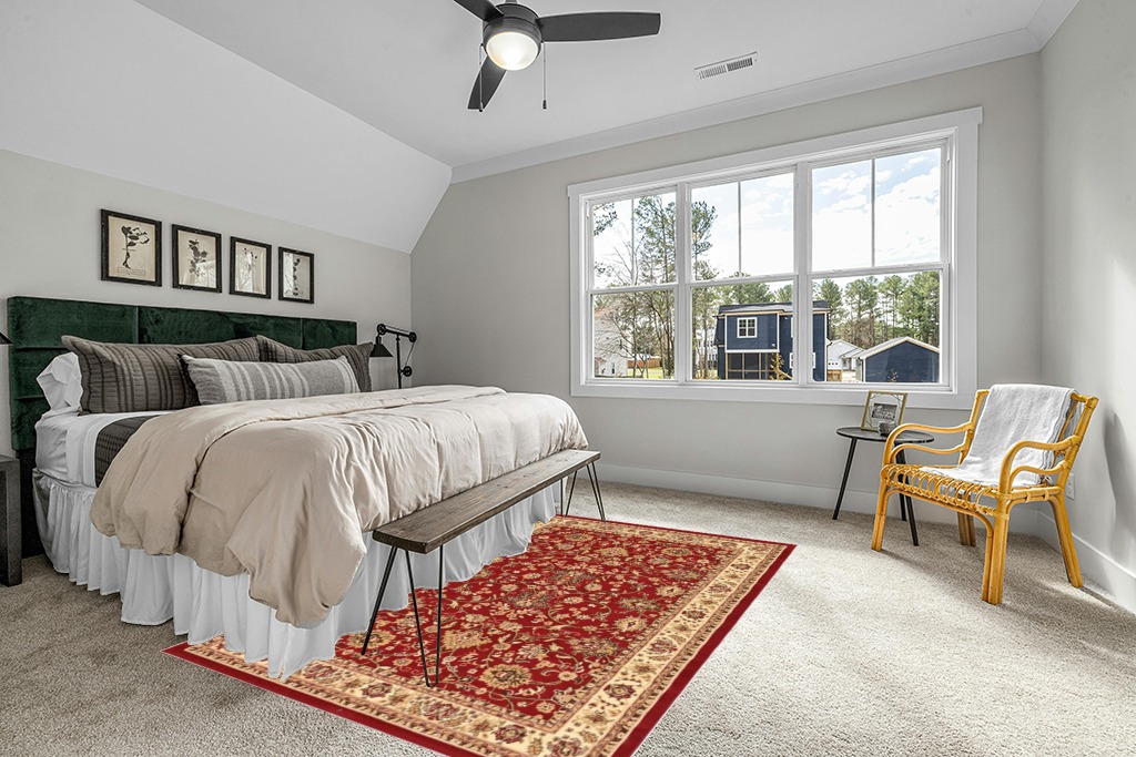 Unique Loom Sialk Hill Collection Area Rug - Washington (6' 1" x 9' Rectangle, Burgundy/ Cream) in Grey Traditional Bedroom with King Bed