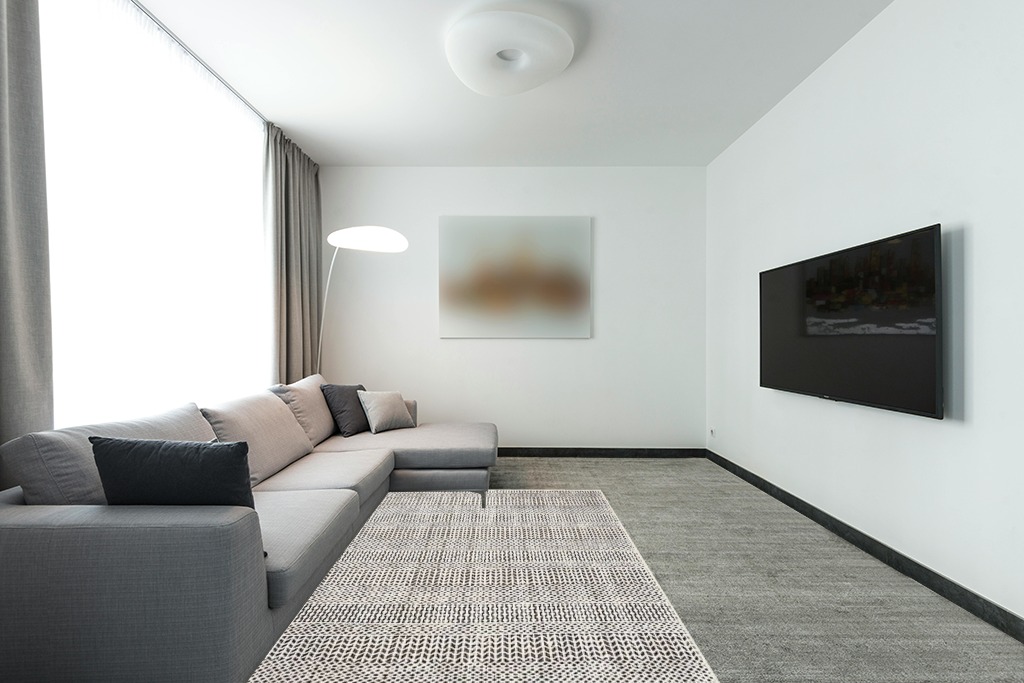Weinert Oriental Black/White Area Rug Union Rustic Rug Size: Rectangle 5' x 8' in Modern Living Room with Grey Couch
