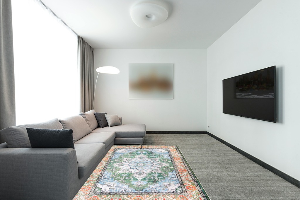 WOBUBU 5x7 Area Rugs for Living Room Dining Room Rugs for Under Table,Machine Washable Faux Wool Rugs for Bedroom,Stain Resistant Foldable Floor Carpets in Modern Living Room with Grey Couch