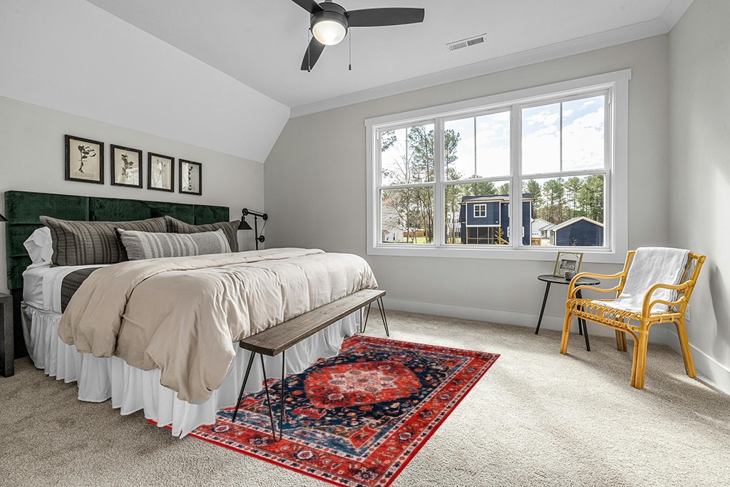 ULTSOFE Area Rugs for Living Room, 5x8 Bedroom Rug, Soft Large Rug Vintage Rug Floor Print Red Accent Rug for Kitchen Dining Room Nursery Home Office, Throw Rug Non-Shedding Washable Rug in Grey Traditional Bedroom with King Bed