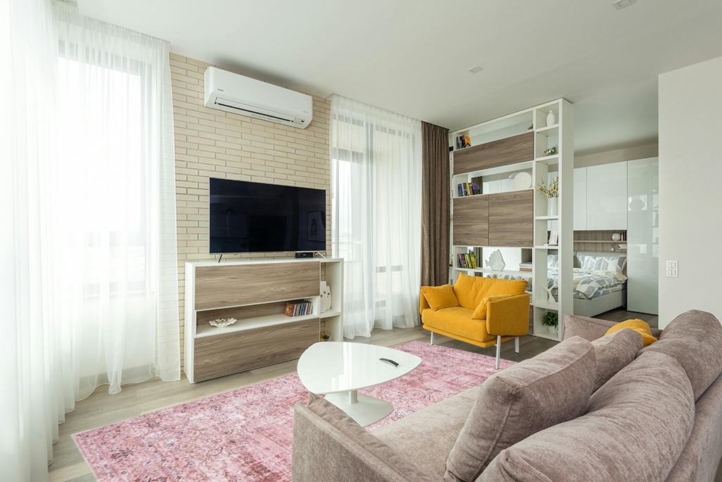 Bohemian Vintage Foldable Large Carpet in Light Modern Living Room with TV