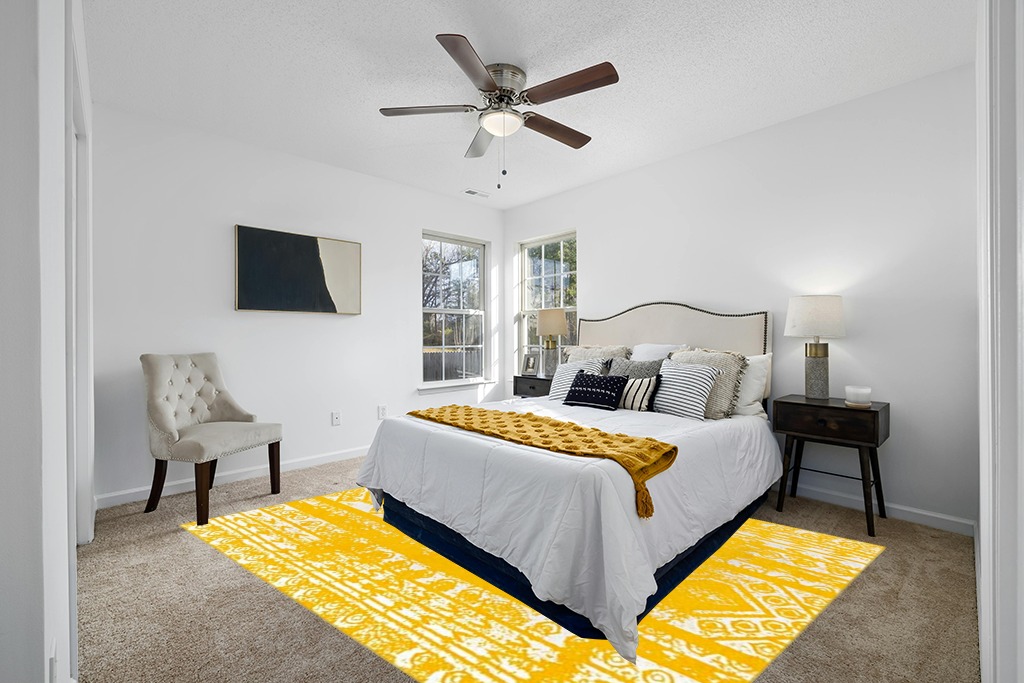 Unique Loom Lennon Collection Area Rug - Zal (7' 10" x 10' Rectangle, Yellow/ Ivory) in White and Yellow Modern Bedroom