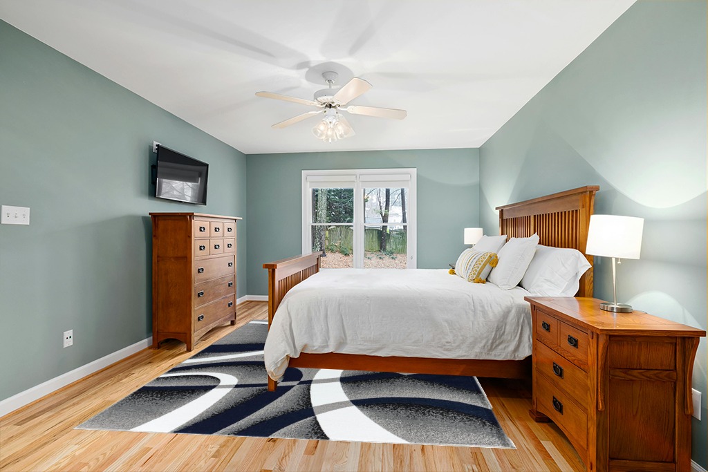 GLORY RUGS Area Rug 8x10 Navy Door Mat Modern Swirls Carpet Bedroom Living Room Contemporary Dining Accent Sevilla Collection 4816 in Teal and Orange Wood Bedroom