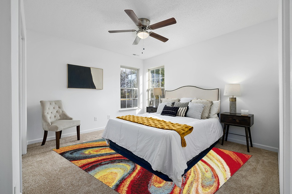 Home Dynamix Adja Modern Area Rug, Splash (7'10" x 10'2") in White and Yellow Modern Bedroom