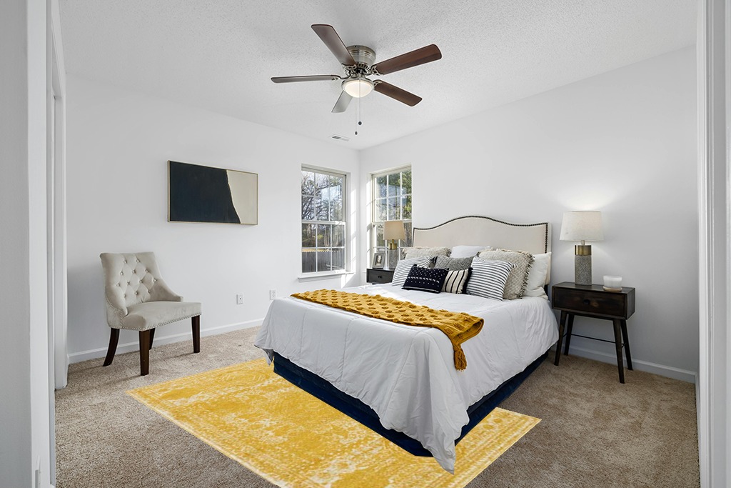 Rugs.com Dover Collection Rug – 5' x 8' Yellow Low-Pile Rug Perfect for Bedrooms, Dining Rooms, Living Rooms in White and Yellow Modern Bedroom