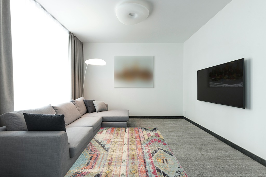 ‎Multi ‎Shabby Chic  ‎Living Room, Bedroom, Playroom, Dining Room, Nursery Room ‎Area Rug in Modern Living Room with Grey Couch