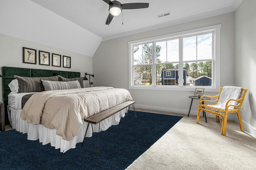 Everyday Shag Rug 10' x 14' in Grey Traditional Bedroom with King Bed