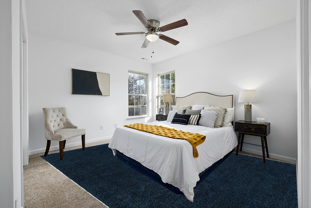 Everyday Shag Rug 10' x 14' in White and Yellow Modern Bedroom