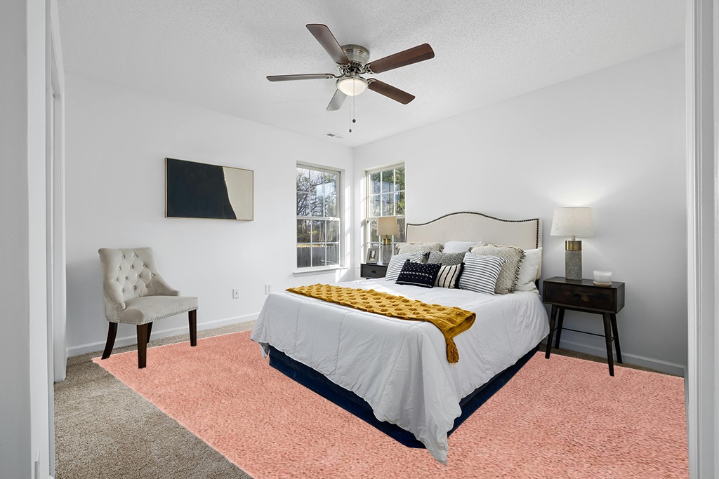 Pink Shag Rug 10x14 in White and Yellow Modern Bedroom