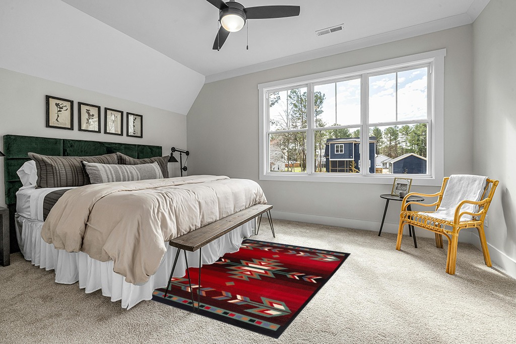 Home Dynamix Sagrada Southwest Area Rug 5x7 Black/Red/Ivory in Grey Traditional Bedroom with King Bed