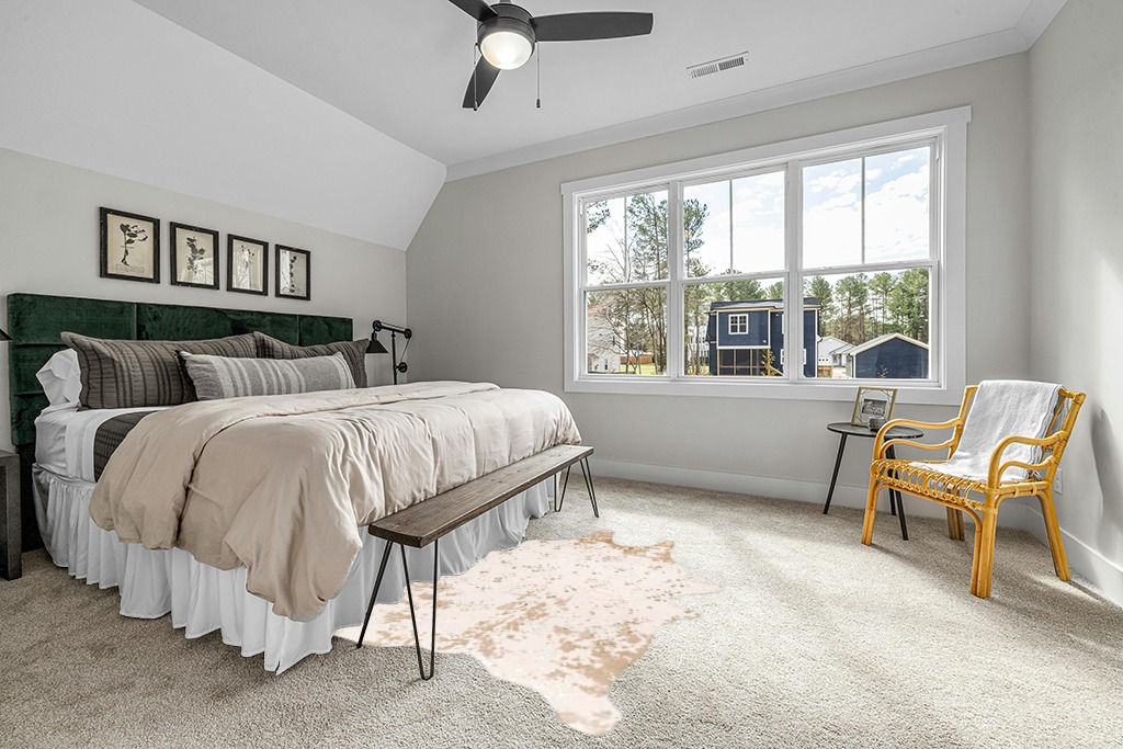 nuLOOM Iraida Contemporary Faux Cowhide Area Rug, 5' x 6' 7", Off-white in Grey Traditional Bedroom with King Bed