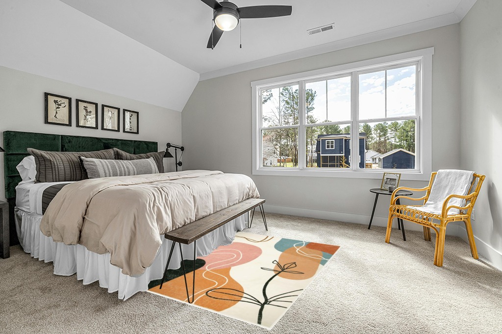 Wonnitar Boho Art Large Area Rug - Machine Washable 5x7 Rug for Living Room,Minimalist Lines Abstract Throw Mat for Bedroom,Non-Slip Mid Century Modern Aesthetic Carpet for Nursery Dining Room in Grey Traditional Bedroom with King Bed