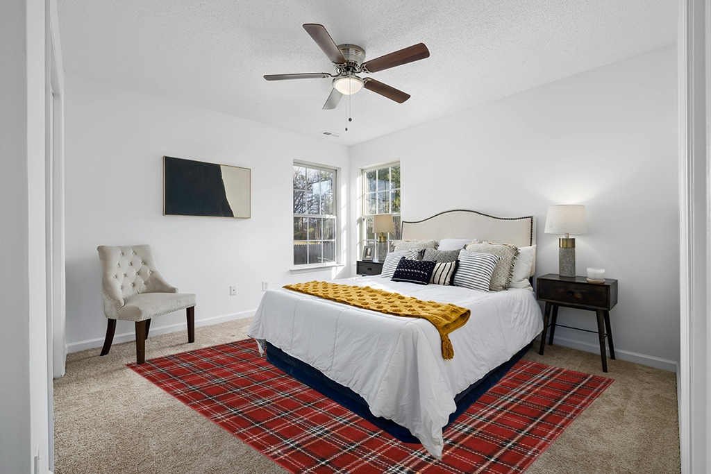 Nourison Grafix Red 7'10" x 9'10" Area -Rug, Modern, Plaid, Bed Room, Living Room, Dining Room, Kitchen, Easy -Cleaning, Non Shedding, (8' x 10') in White and Yellow Modern Bedroom